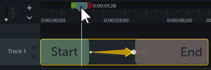 Animation start and end points on timeline